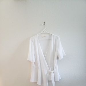 White wrap blouse